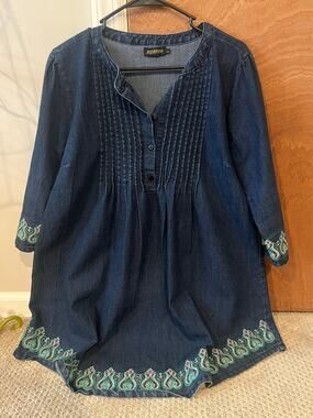 Vintage Denim Embroidered Mini Dress